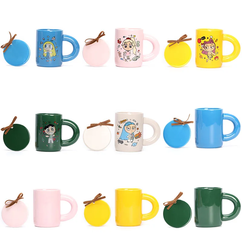 High aesthetic ceramic mug co branded water cup ceramic coffee cup couple tea cup with lid set