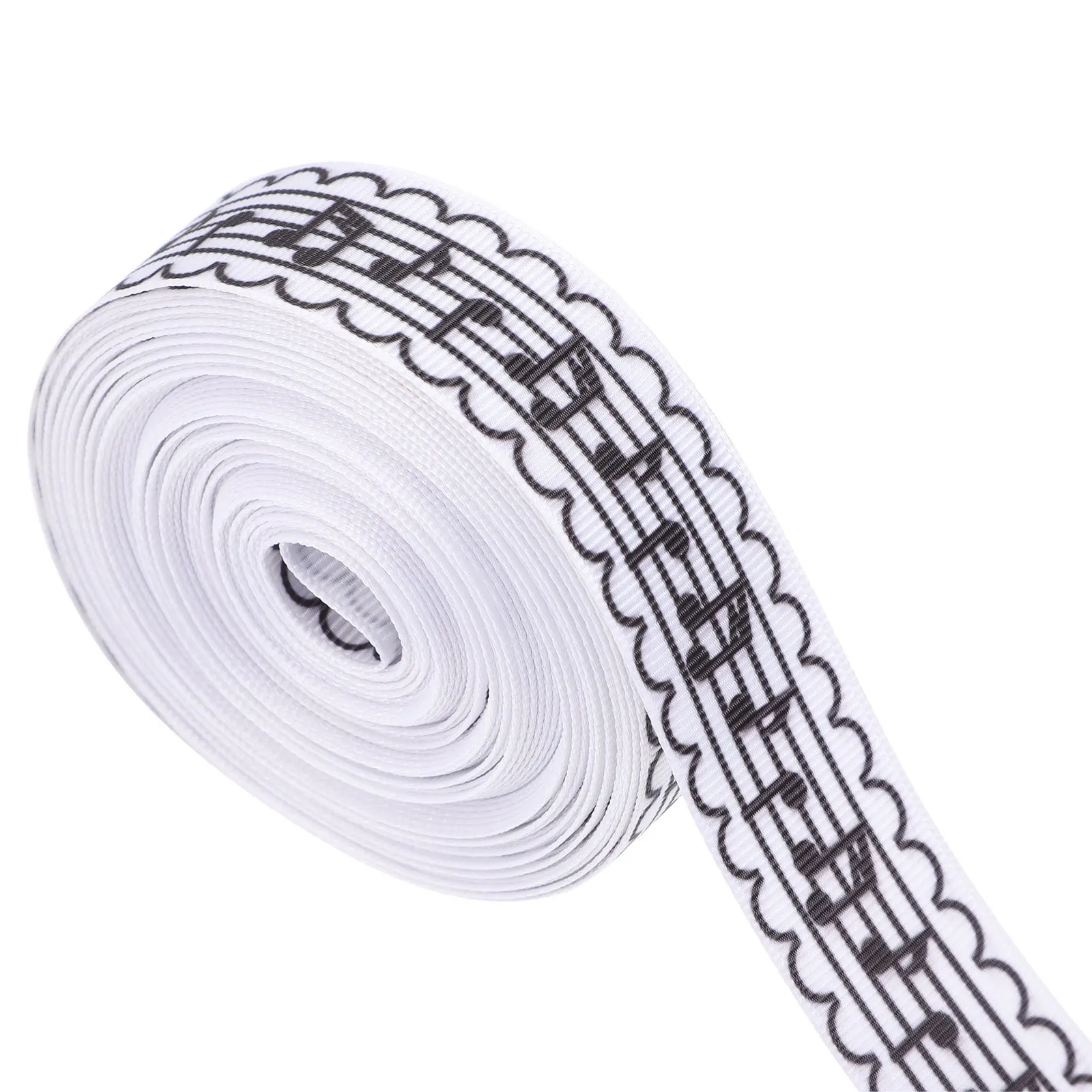 

10 Yard Music Note Ribbon 1 Inch Black White Satin Ribbons For Crafts Gift Wrapping Curling Craft Supplies Party Decor