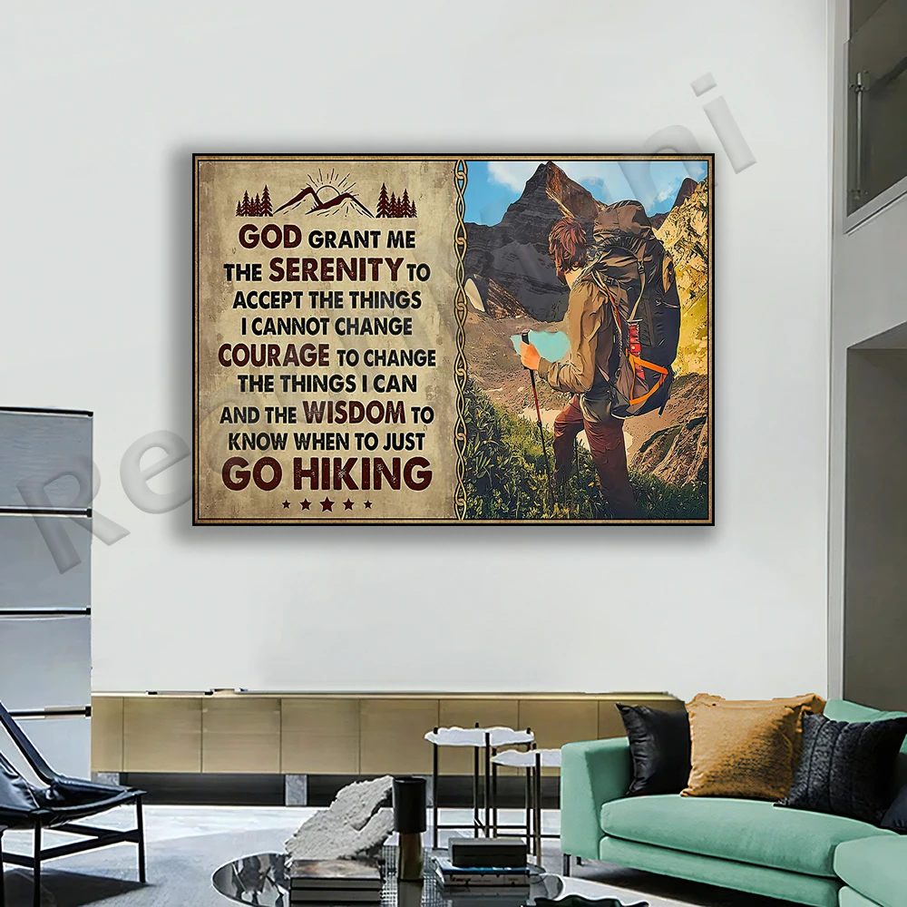 Camping poster, Into the forest, I'm going to lose my mind and find my soul retro poster, camper gift wall decor, hiking poster