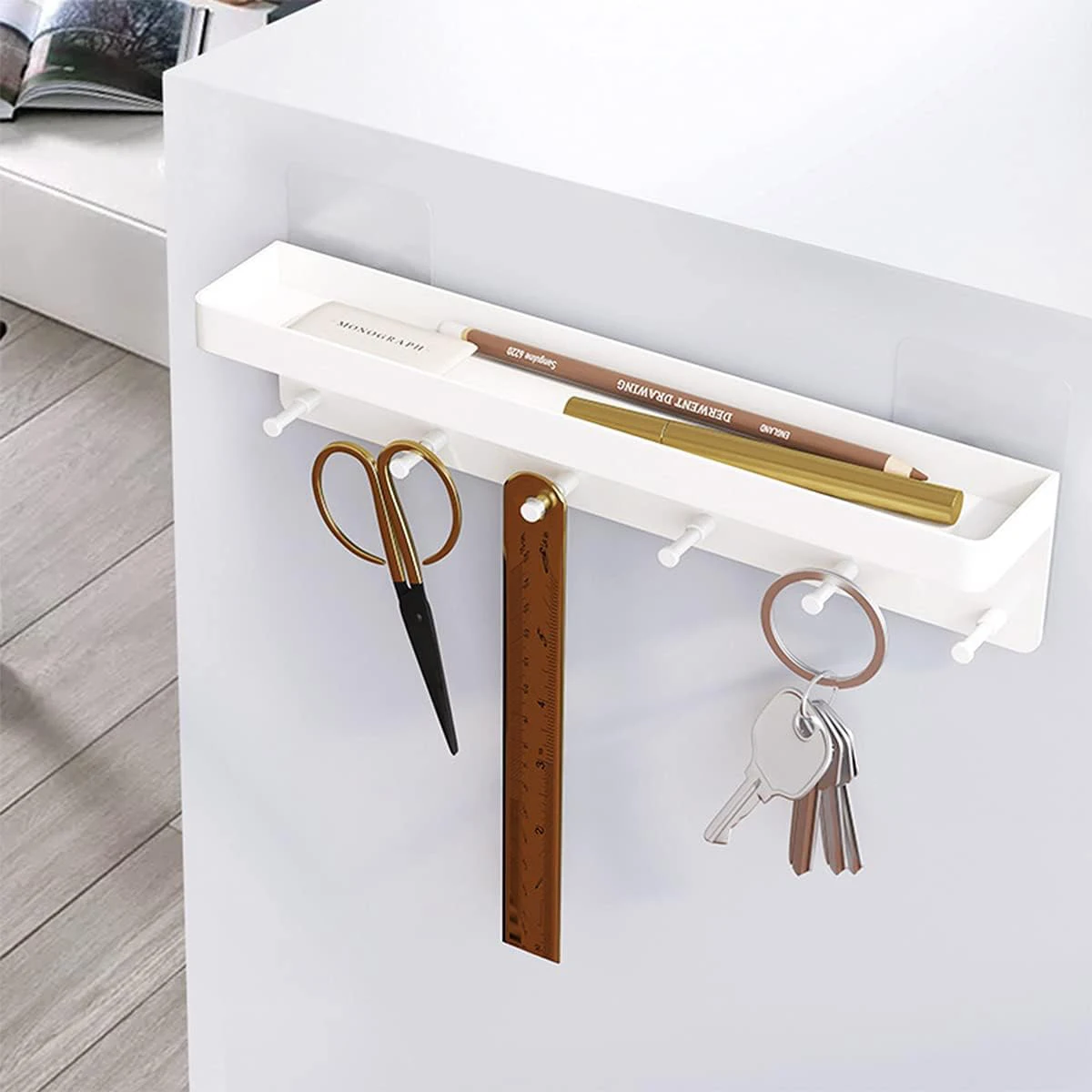 Wall-mounted Shelf Sundries Organizer Hanging Storage Key Rack Stand Home Decorative Storing Hanger Key Towel Holder Key Board