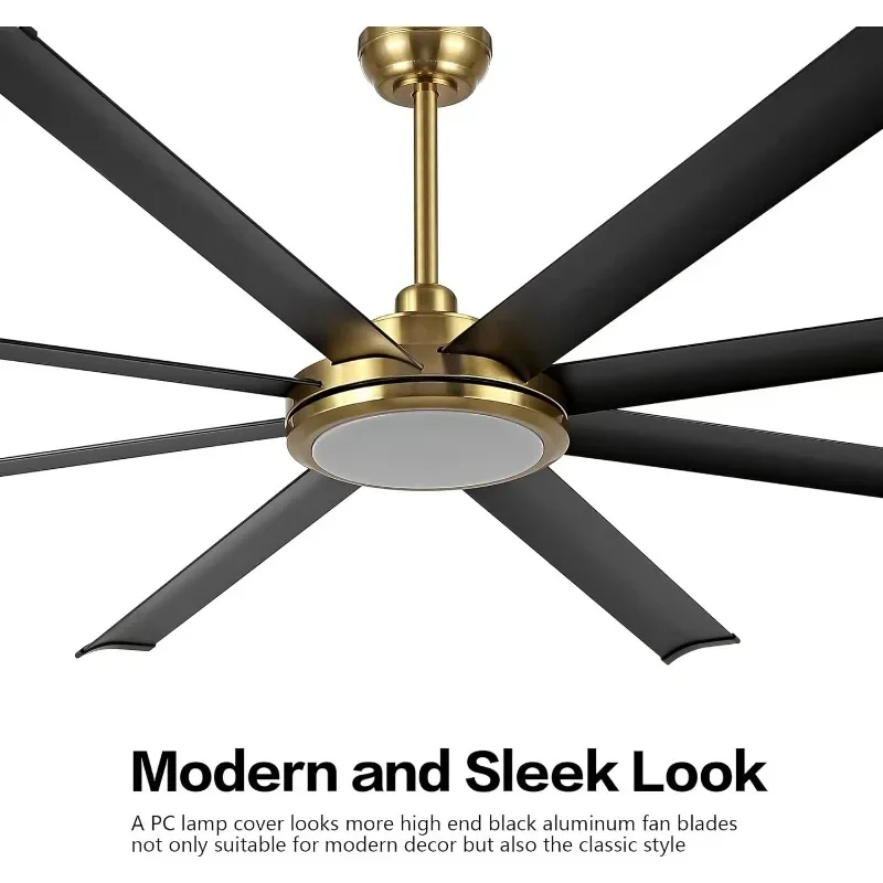 WINGBO 천장 선풍기 조명 원격 다운로드 알루미늄 블레이드 속도 가역 모터, 산업용 대형 주방 침실 거실