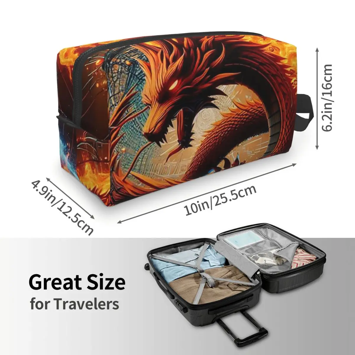 Dragon Portrait Makeup Bag Cosmetic Organizer Storage Dopp Kit Toiletry Cosmetic Bag for Women Beauty Travel Pencil Case