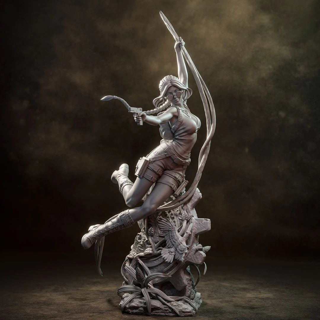 Figura de resina impresa en 3D de Laura, 10/12/15/18/21/24cm, modelo blanco, miniatura de resina para colorear, modelo de resina de autoensamblaje, regalo