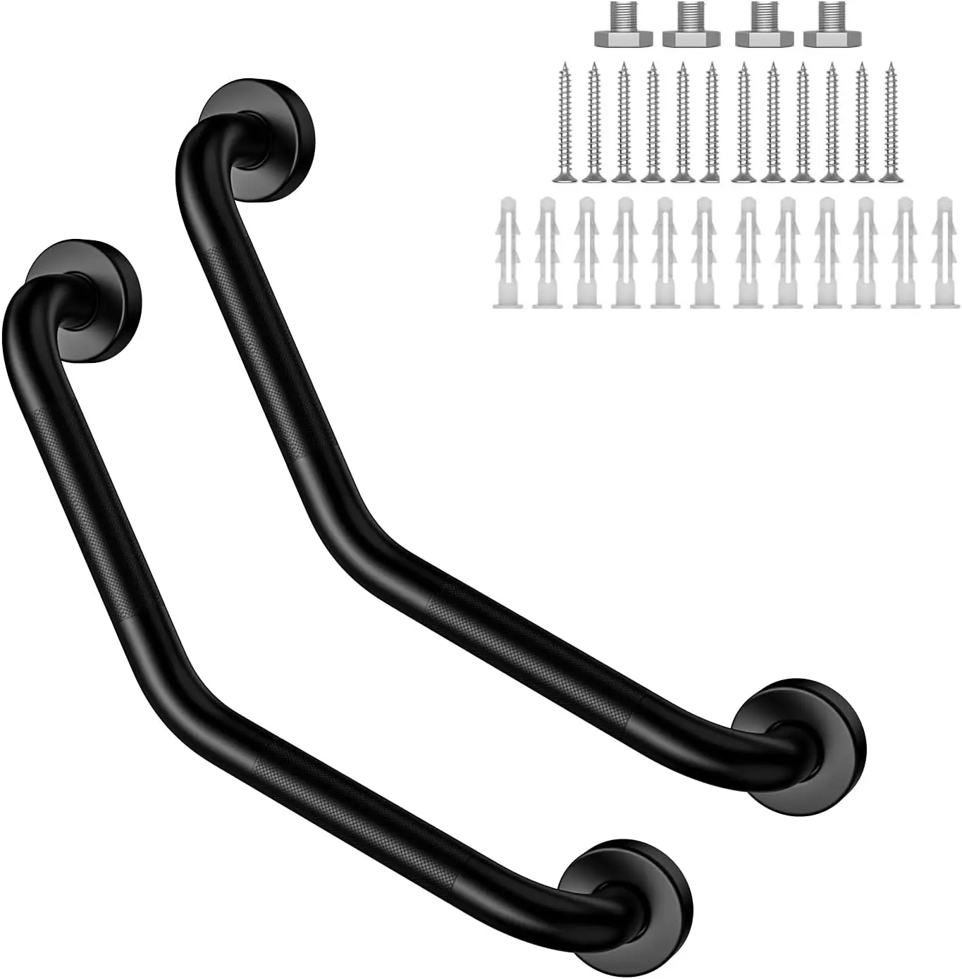 

2 Pack 16 Inch Angled Grab Bar, Anti Slip Knurled Shower Handle, 500 lbs Capacity Bathroom Safety Rail for Elderly, Disabled, Pregnant Women