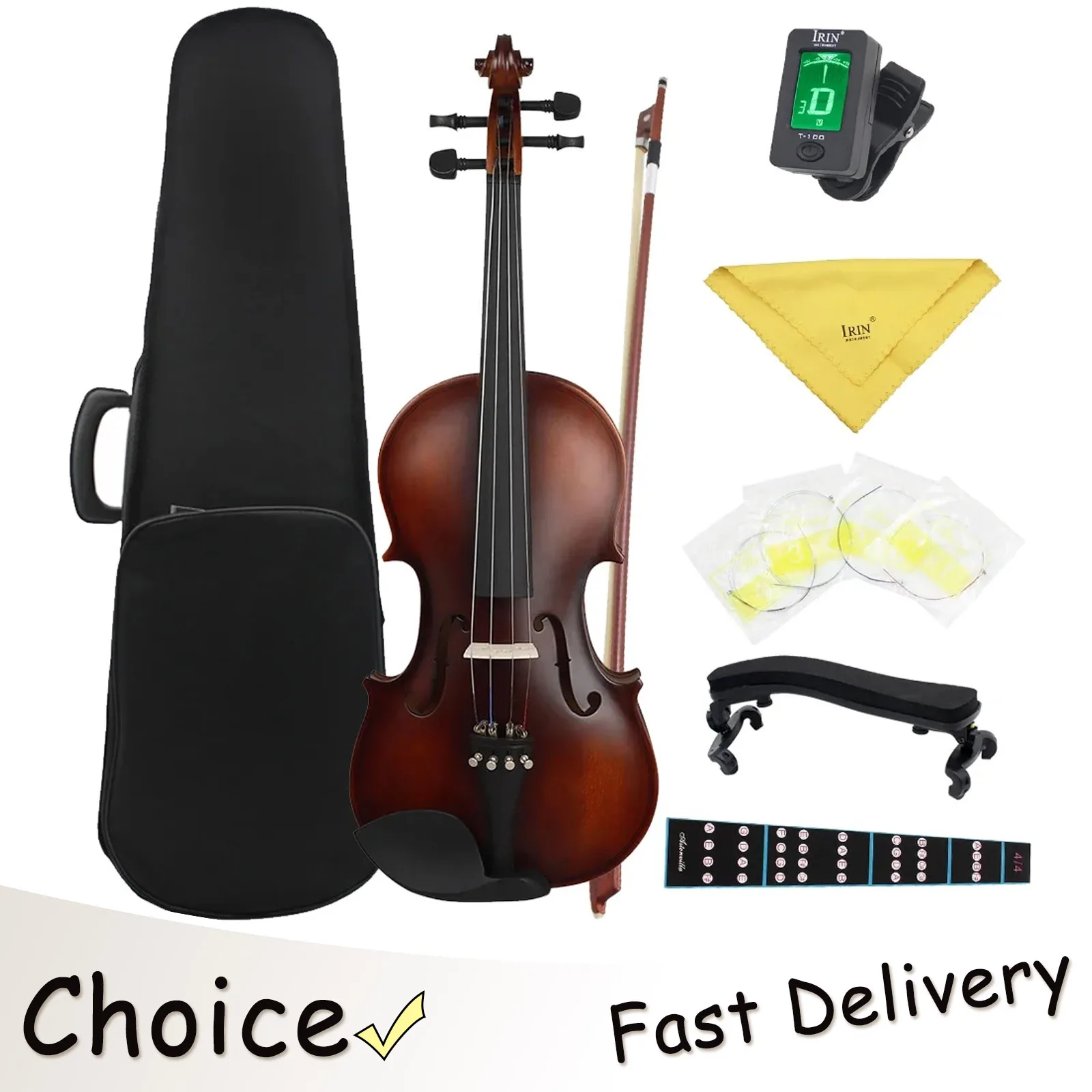 Astonvilla 4/4 Violin AV-590 Acoustic Violin Solid Wood Retro Matte Violin Basswood Violin Set Case Bow Strings Shoulder Rest