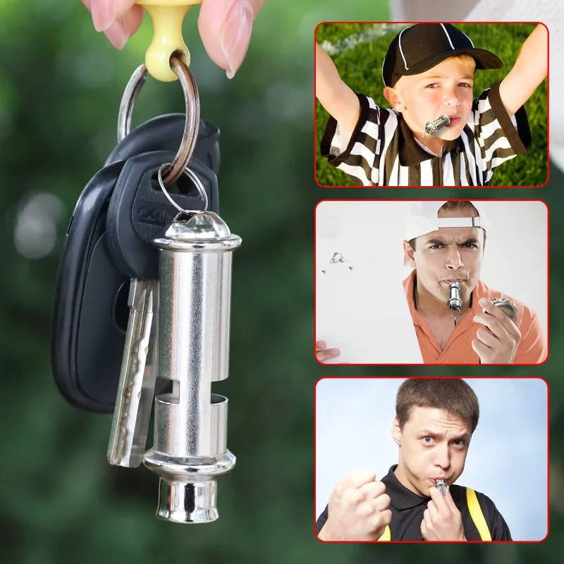 Portable Safety Warning Whistle with Lanyard Outdoor High-Frequency Survival Whistle Stainless Steel Control Training Whistle
