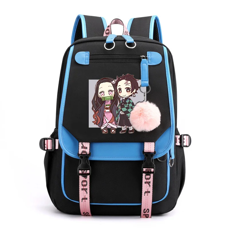 Bonito anime padrão harajuku mochila novo adolescente moda rua mochila escola mochila usb anime mochilas