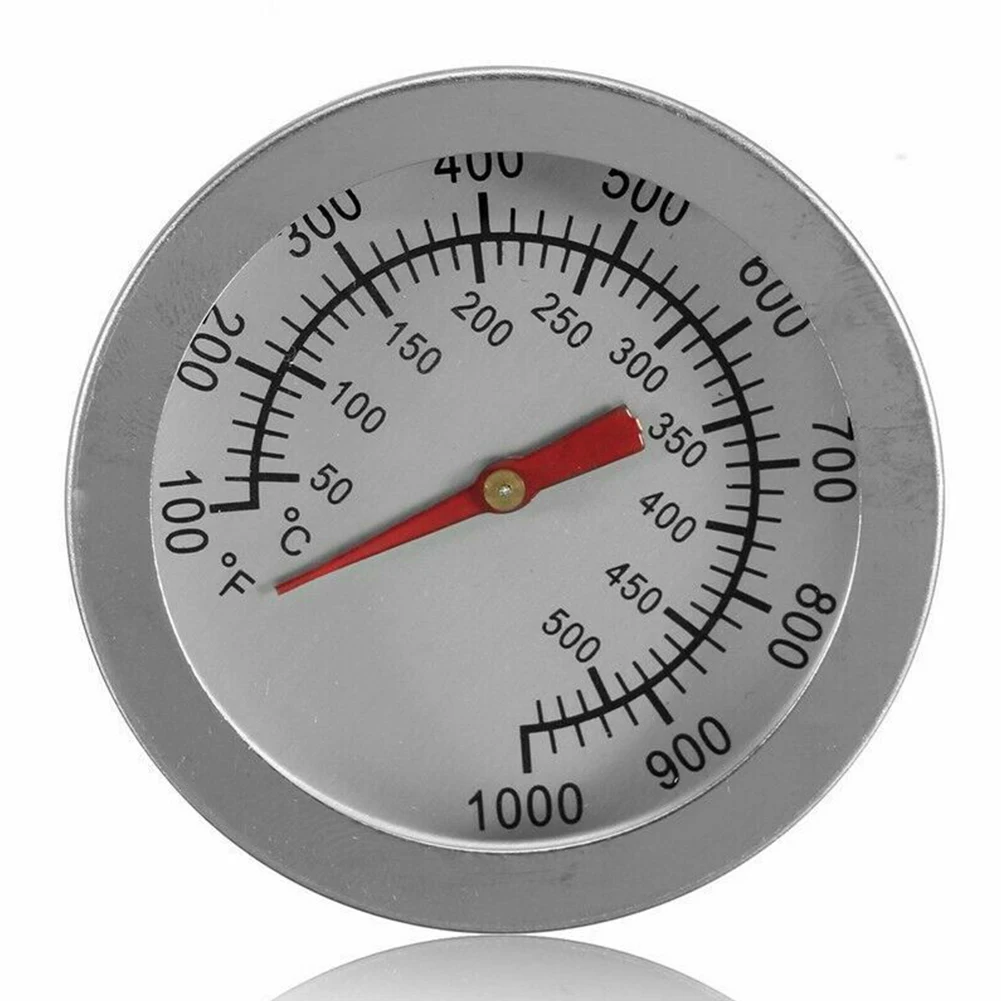 50-500℃ Grill Thermometer Silver Stainless Steel Double Scale Celsius&Fahrenheit For Grill Oven Panel Kitchen BBQ Accessories