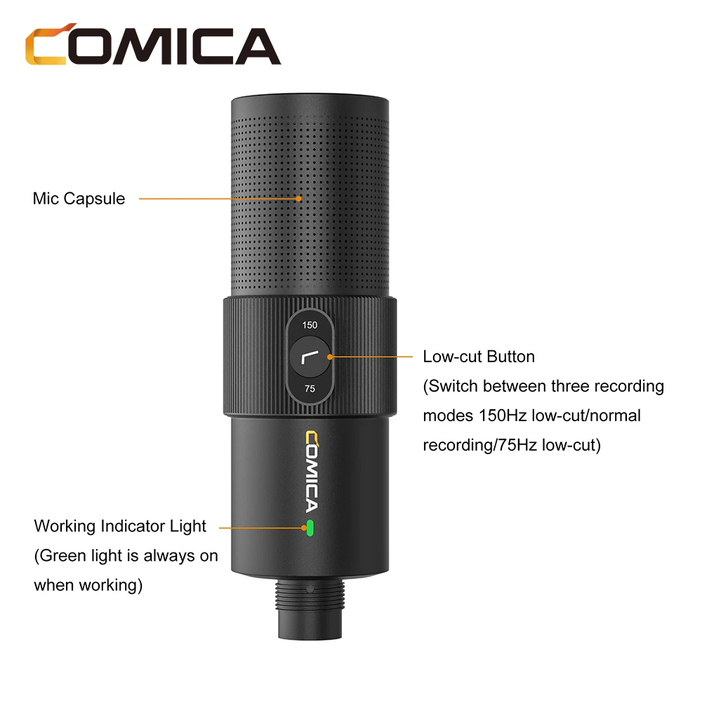 Comica STA-X2D Cardioid Condenser XLR Microphone Professional Noise Reduction Microphone for Live Broadcast/Recording/Podcast