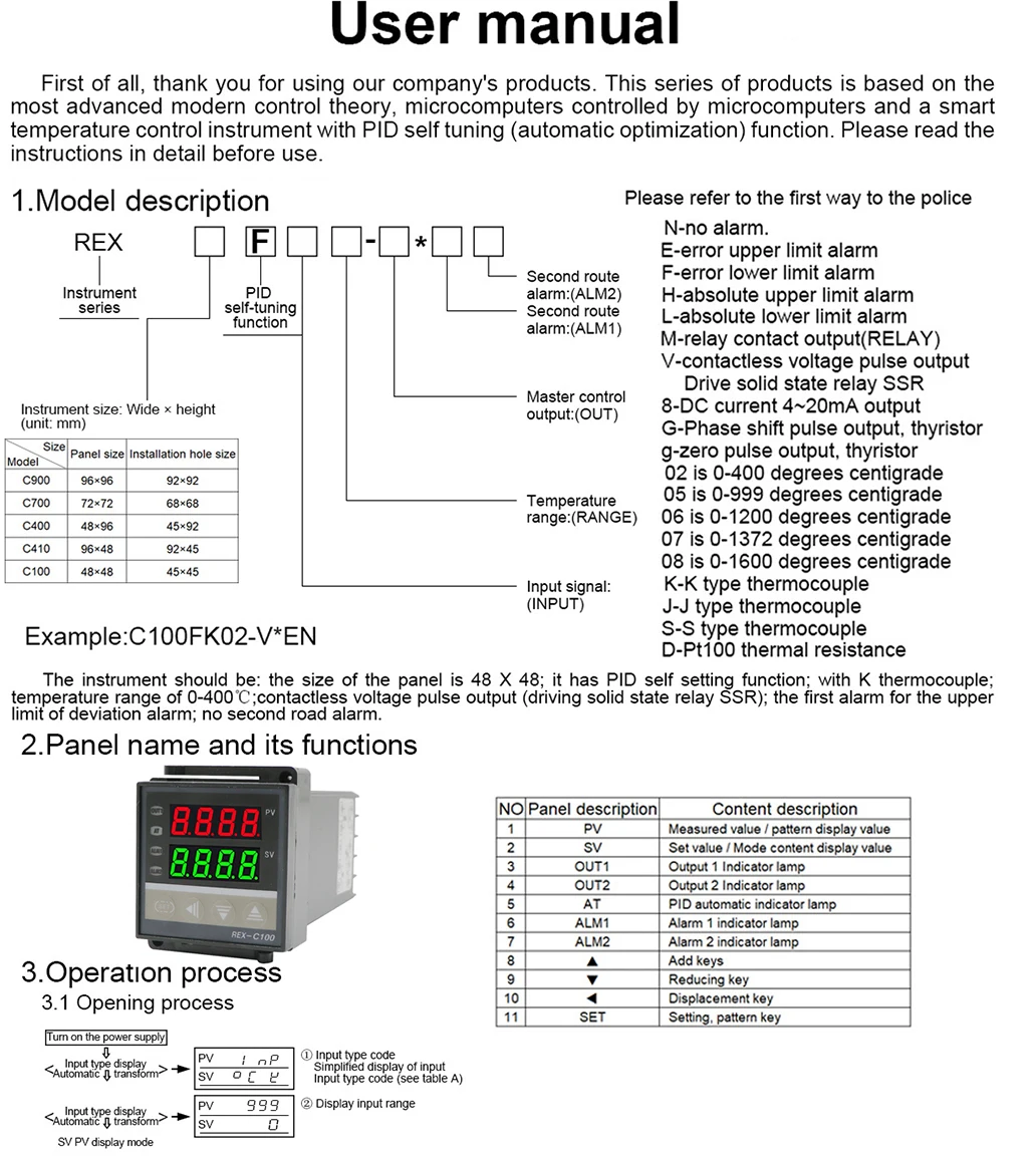 Imagem -03 - Controlador de Temperatura Inteligente Universal Termostato Rex-c100 Pid Saída do Relé Ssr Entrada tipo k Pt100 j