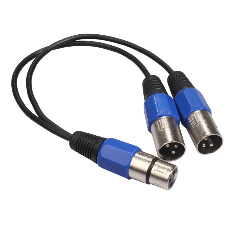 30CM XLR Splitter Male To Dual Female,3 Pin XLR Male To Female Splitter Audio Adapter Cable for Mic Amplifier Speaker Mixer