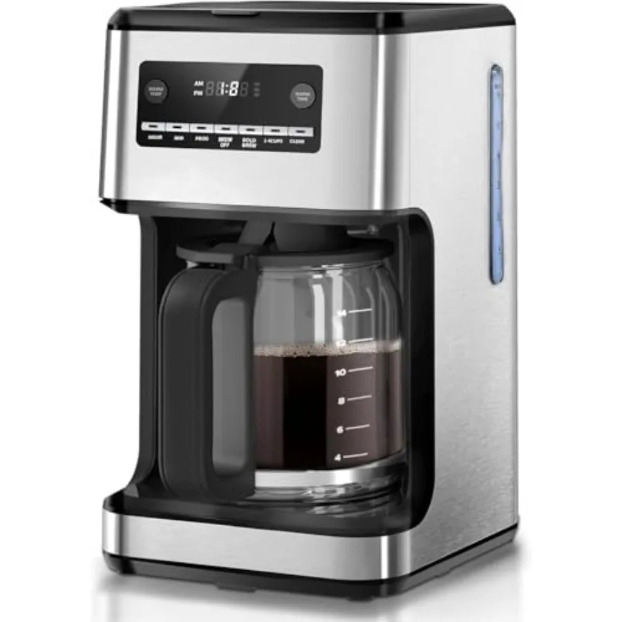 Coffee Maker 14-Cup Programmable Drip Coffee Makers Machines with Timer Keep Hot Plate and Reusable Filter Self-Cleaning Auto P