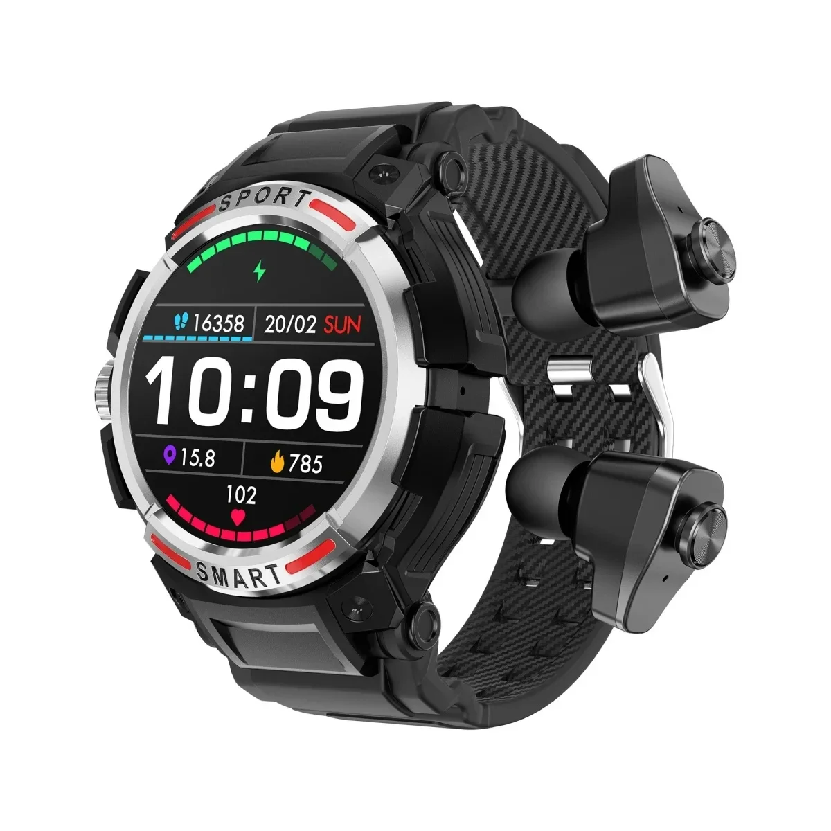 

GT100 Sports Watch 2 in 1 TWS Wireless Headphone Smart Watch IP67 Life Waterproof With Local Music Call Men Watch