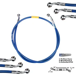 Blue 400mm-2200mm Brake Hose Hydraulic DOT Line Cable 10mm 28°-28° Banjo for Suzuki Kawasaki Yamaha Pipe Line Braided oil hose