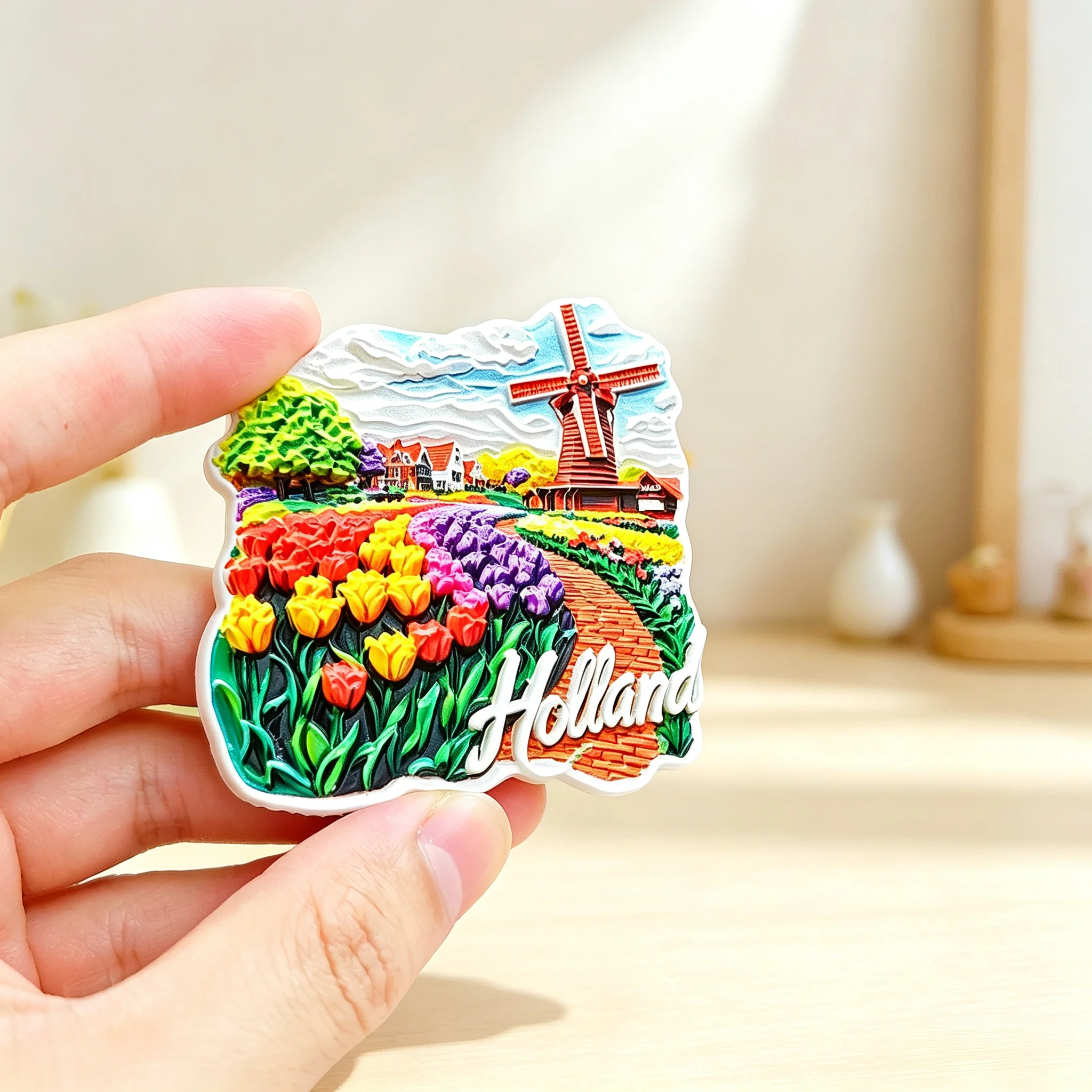 Holland Windmill Tulip Field 3D Resin Fridge Magnet Netherlands Travel Souvenir Refrigerator Decorative Magnets Home Decor Gift