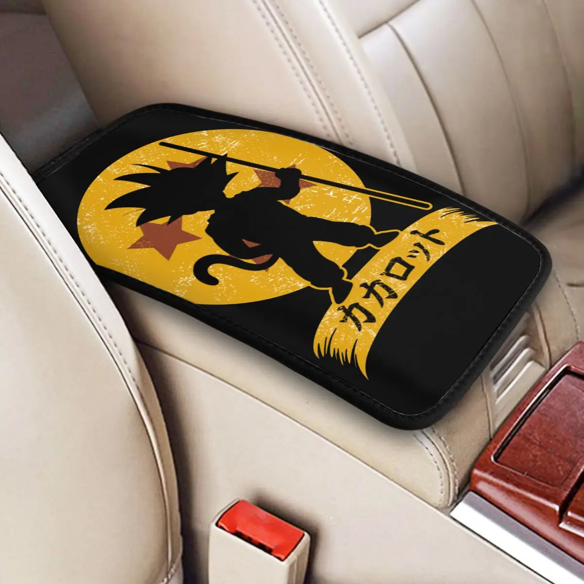 Kakarott Crest Center Console Cover Pad for Cars Goku Dragon Ball Manga Car Interior Accessories Armrest Cover Mat