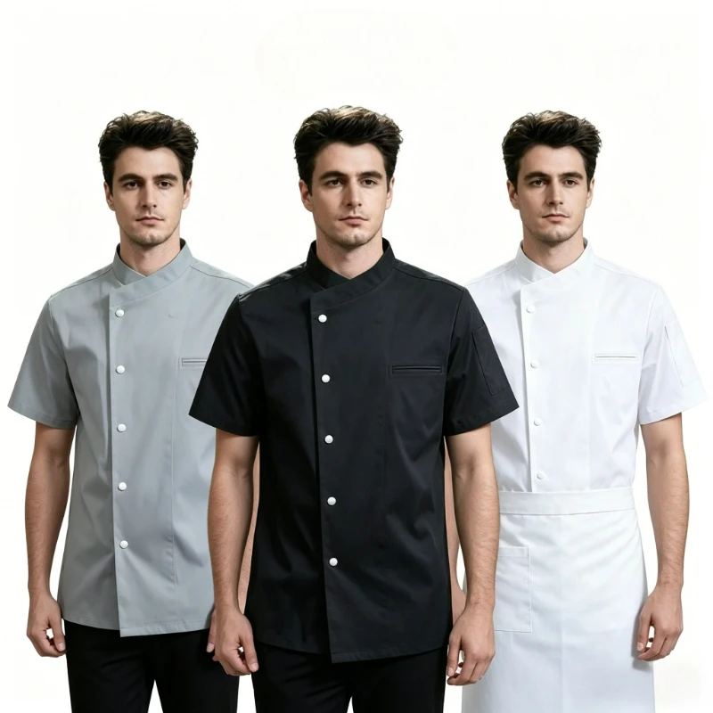 

Chef Jacket for Men Women Short Sleeve Pastry Kitchen Coat Restaurant Cafe Shop Waiter Uniform