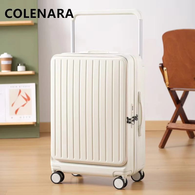 COLENARA Cabin กระเป๋าเดินทาง 20 "22" 24 นิ้ว PC Boarding Box Multifunctional รถเข็นผู้หญิง Universal ล้อ Rolling กระเป๋าเดินทาง