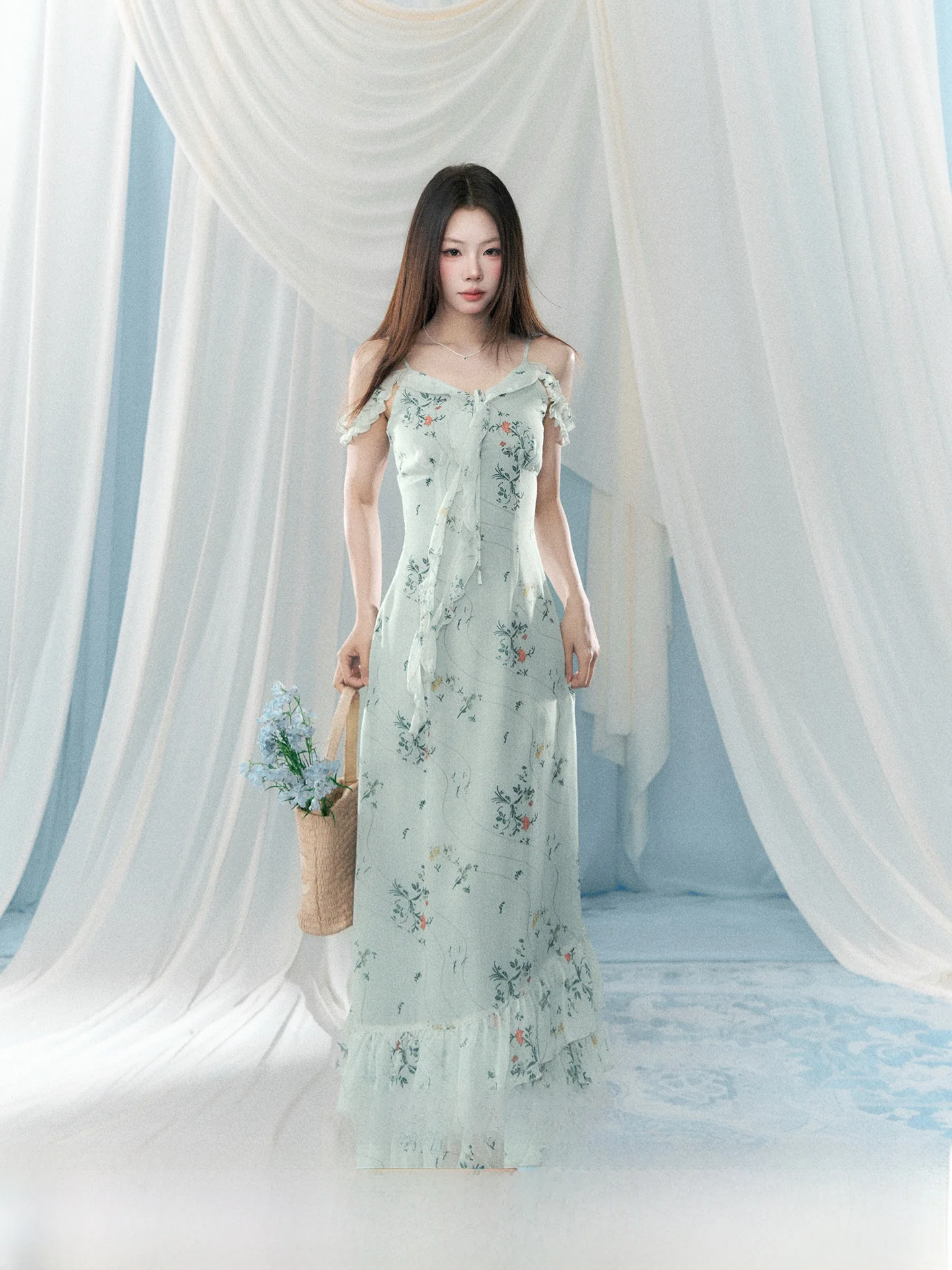 

Корейская женская длинная юбка с цветочным принтом, новая весенняя коллекция, очень красивая, таинственная, с высокой талией, А-силуэт