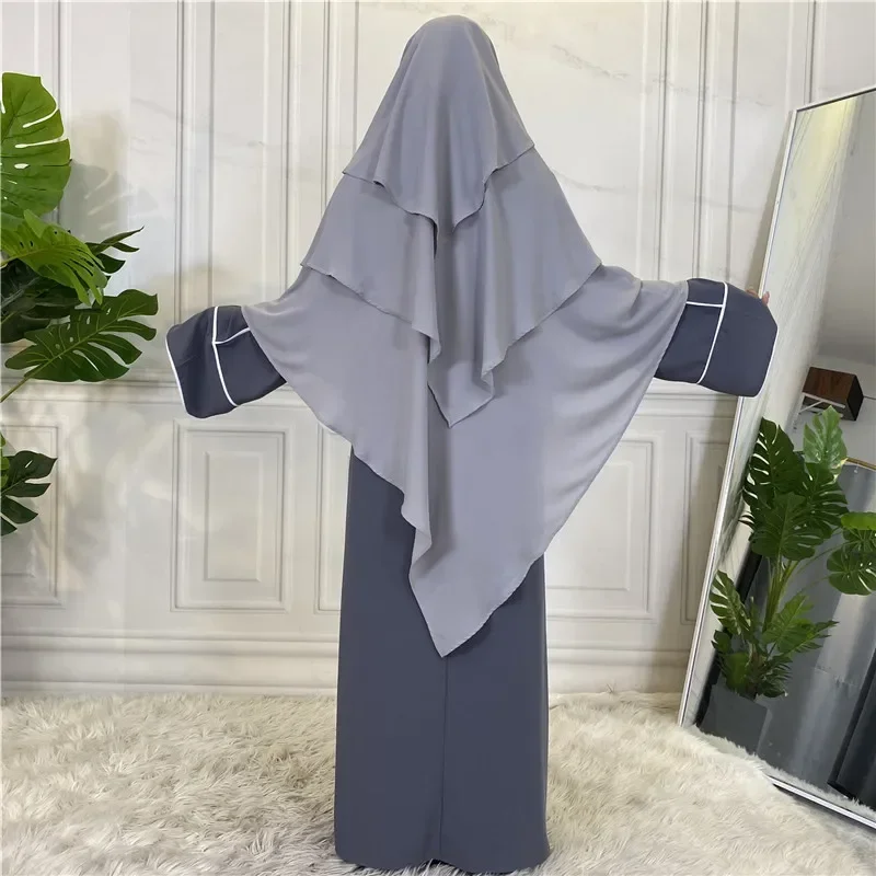 3-lagiger Khimar mit Niqab, islamische Kleidung, lange Krawatte hinten, Overhead-Gebet, sofortige Hijabs, Eid-Ramadan, Kopfschmuck mit Kapuze, Türkei, Arabisch