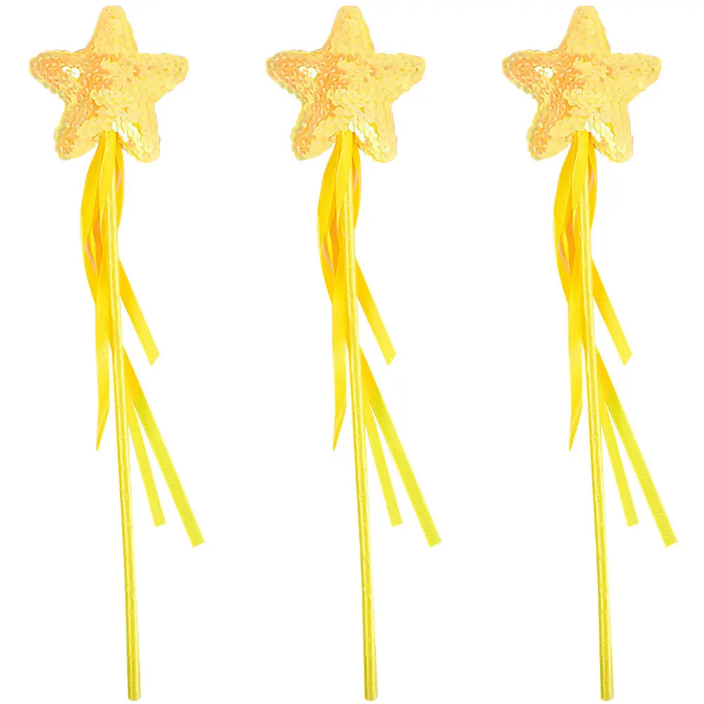 

3pcs Bright Star-Shaped Fairy Wands Kids Playthings Decorative Party Cosplay Photo Props Handheld Rods For
