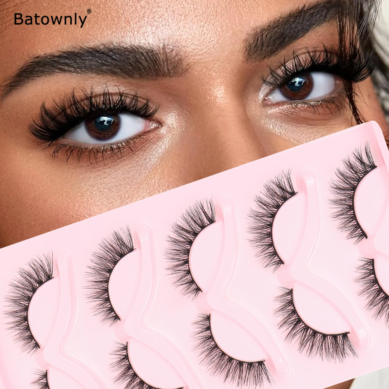 5 Paar flauschige falsche Wimpern, V-förmige Wimpern im Fischschwanz-Stil, längliche Wimpern, gepaarte Wimpernverlängerungen