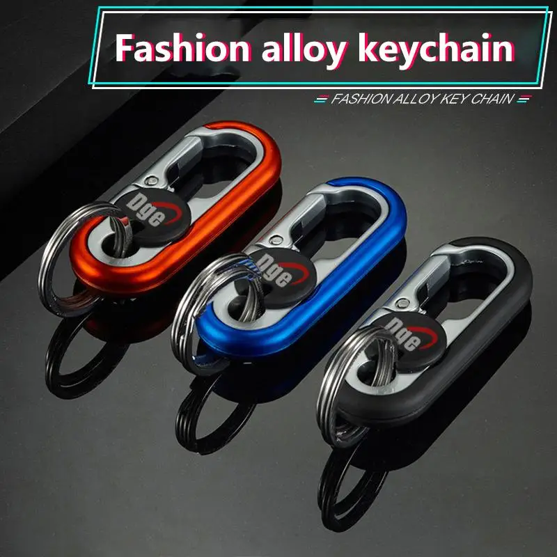 1Pc Metal Double Ring Anti-Lost Key Holder Rotatable Lock Carabiner Keychain Quick Release Key Ring Pendant For Men.
