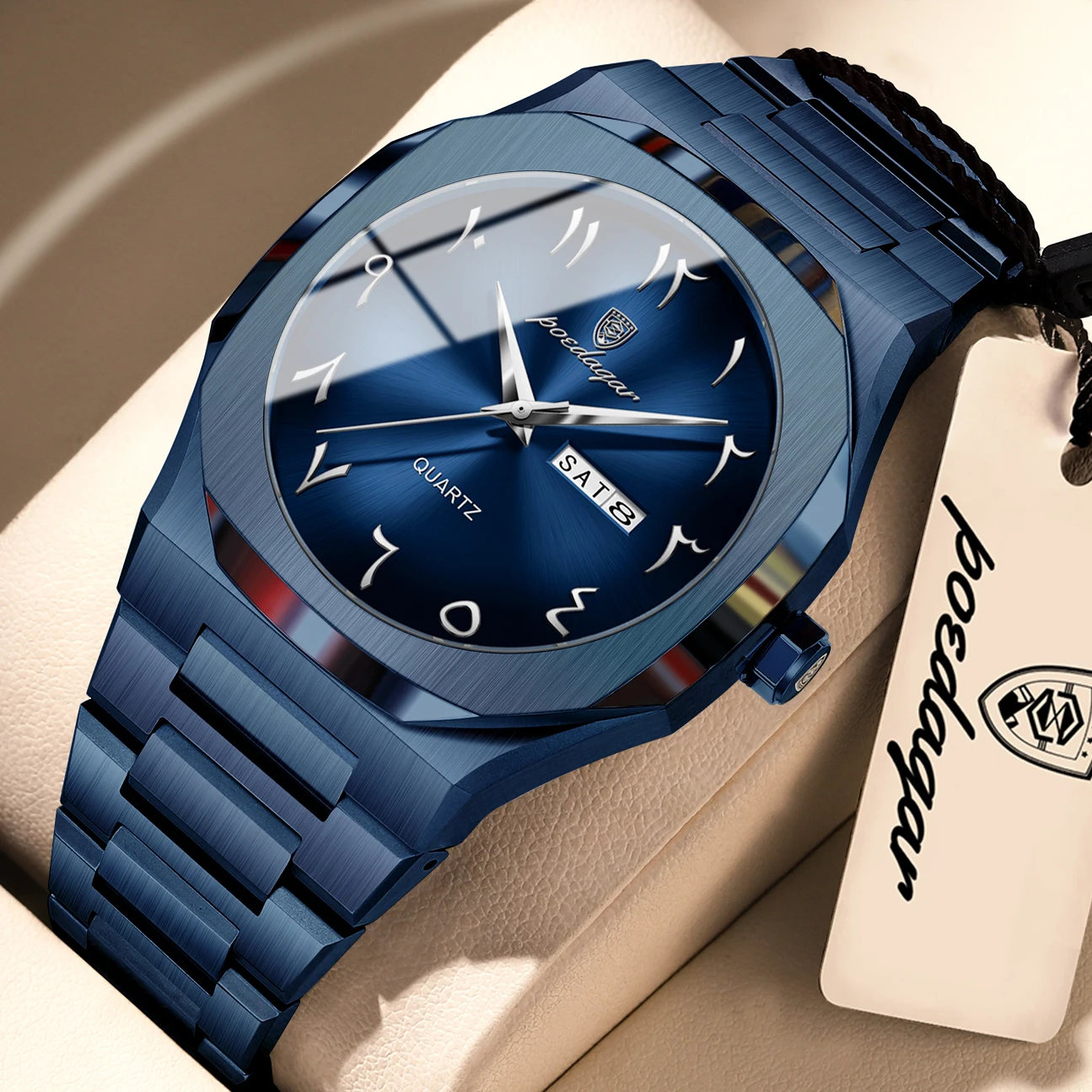 POEDAGAR Luxury Fashion Men's Clock Waterproof Week Date Male Watch Quartz Stainless Steel Business Watches For Man Reloj Hombre image 2