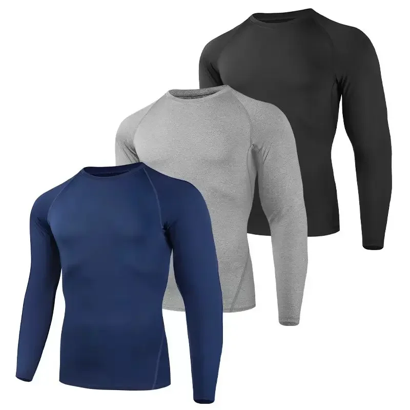 

Men's tight running T-shirt, elastic long-sleeved fabric, muscle recovery top, suitable for jogging and track and field sports