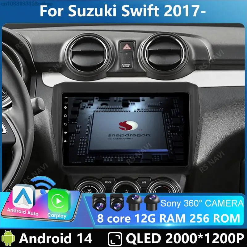 

Android 14 для Suzuki Swift 2017 2018 2019 Автомобильный радиоприемник Стерео Мультимедийная навигация GPS Видеоплеер DSP QLED Беспроводной Carplay 4G