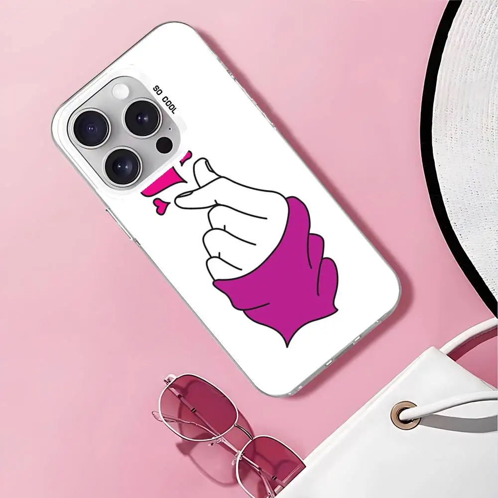 الحب على الاصبع Kpop القلب قضية الهاتف آيفون 17 16 15 11 12 13 14 برو ماكس 16 زائد 12 Mini 7 8 XR XS 15Pro ماكس كوف #4