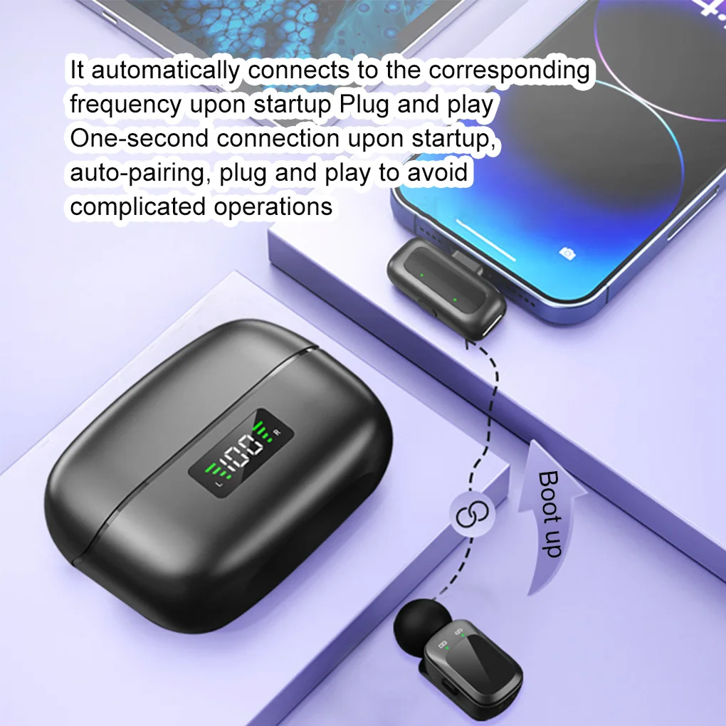 

Мини-беспроводной петличный петличный микрофон с шумоподавлением и аудиозаписью для iPhone Android ПК с зарядным устройством