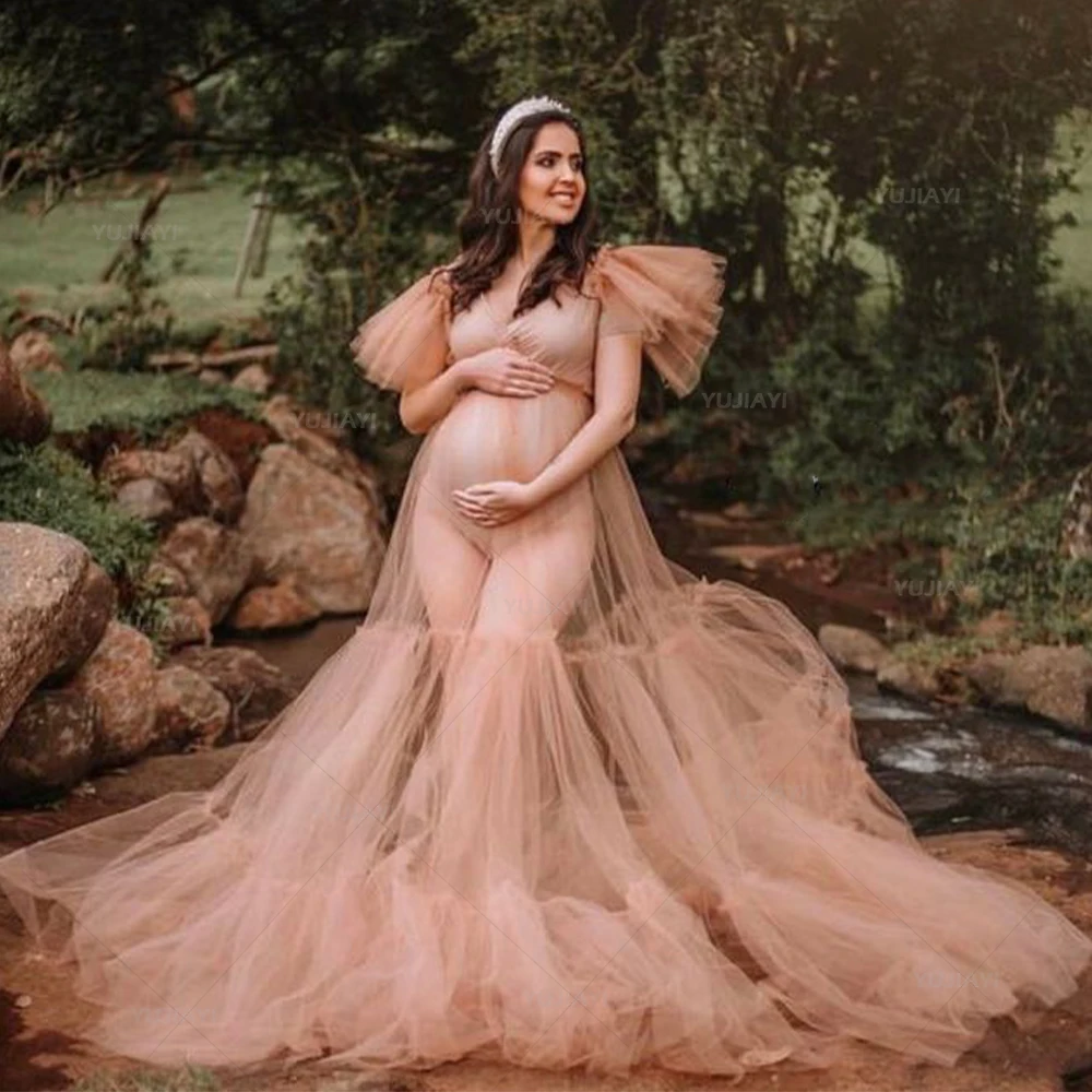 

Maternity Dresses for Photoshoot Tulle Pregnant Women Robe Maxi Gown Wedding Anniversary Sleepwear Nightwear Baby Shower Dress