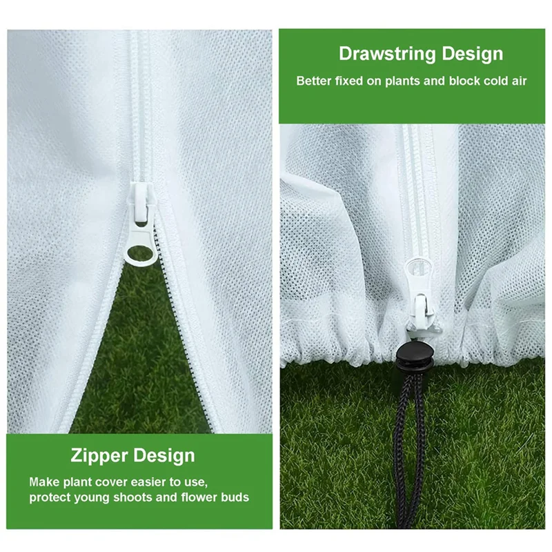 

Reliable 5 Piece Plant Covers Freeze Protection-0.8X1m Reusable White Non-Woven Fabric Plant Protector Bag With Drawstring And Z
