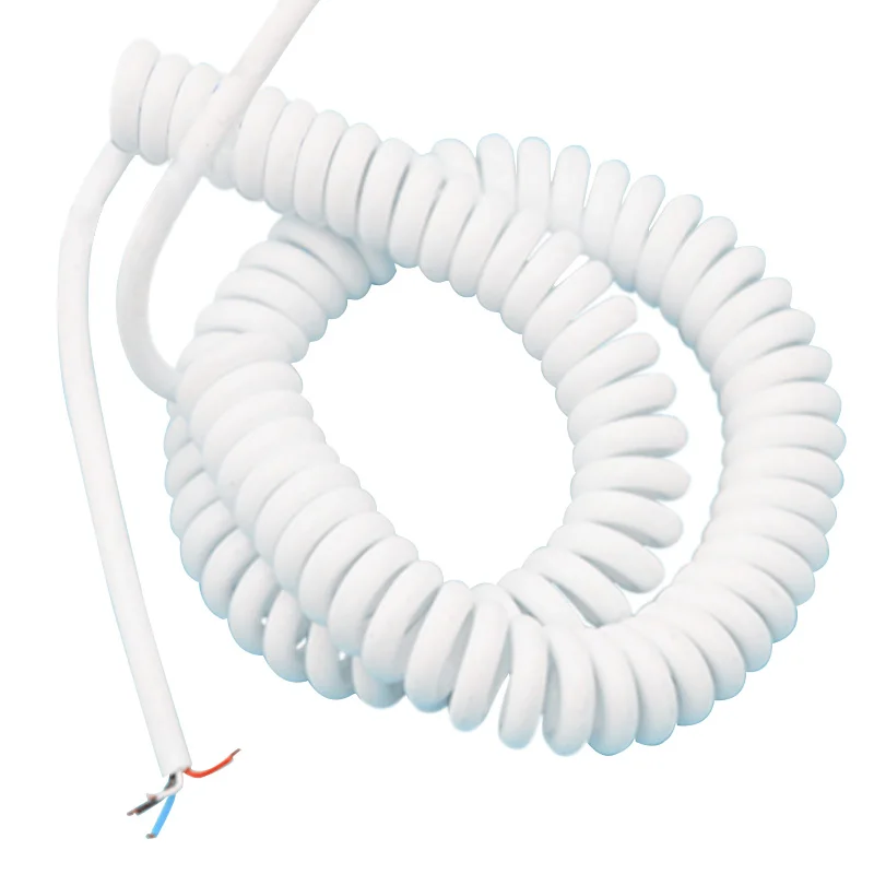 White Spring Spiral Cable Telescopic Wire 4Core 28/24/22AWG Stretch1/2/3/4/5/6/7/8/9/10 Meter Stretchable Wire Shrinkable Cable