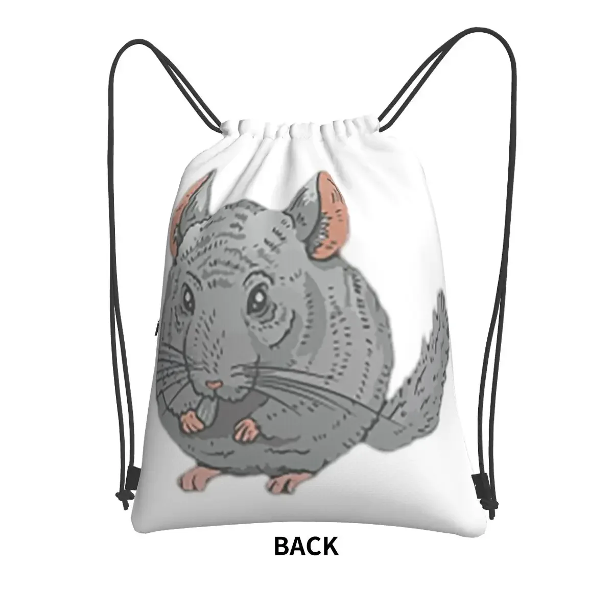 Chinchilla Portable Backpacks Drawstring Bag Fashion Drawstring Bundle Pocket Storage Bags For Travel Sport Man Woman