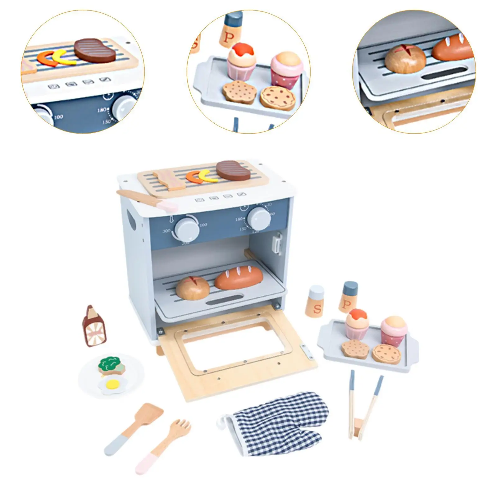 Pretend Foods Set,ไม้เด็กเตาอบเบเกอรี่ไม้ของเล่นเล่นอุปกรณ์ครัวสําหรับเด็กก่อนวัยเรียนของขวัญวันเกิด