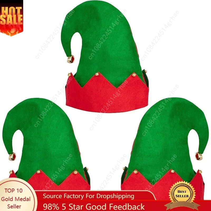 

Moon Boat Christmas Elf Felt Hat - Jingle Bells Xmas Holiday Party Costume Favors Gifts Accessoriess