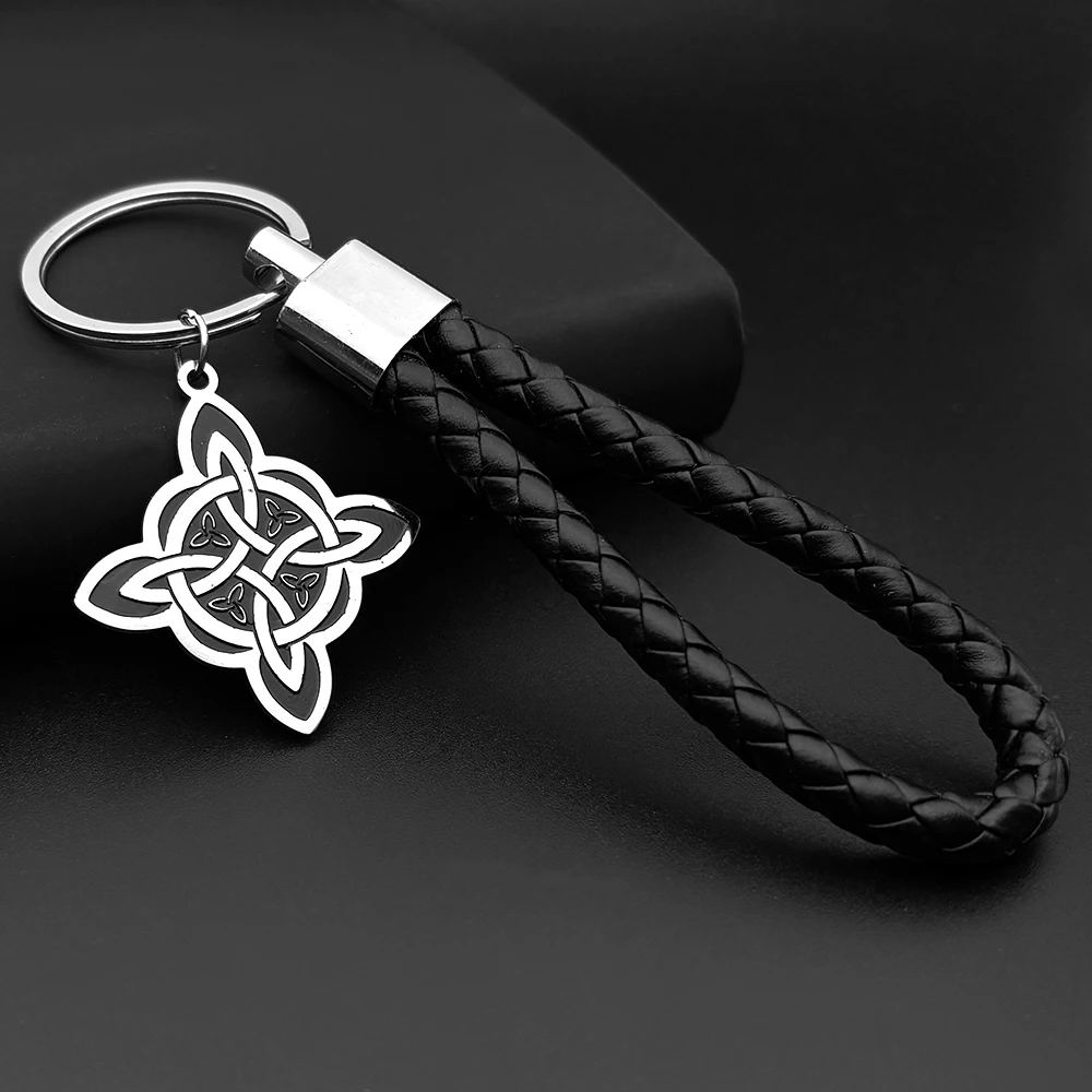 Witchcraft Witch Knot Keyring For Women Men Stainless Steel Silver Color Slavic Protection Amulet Keychains Jewelry Gifts