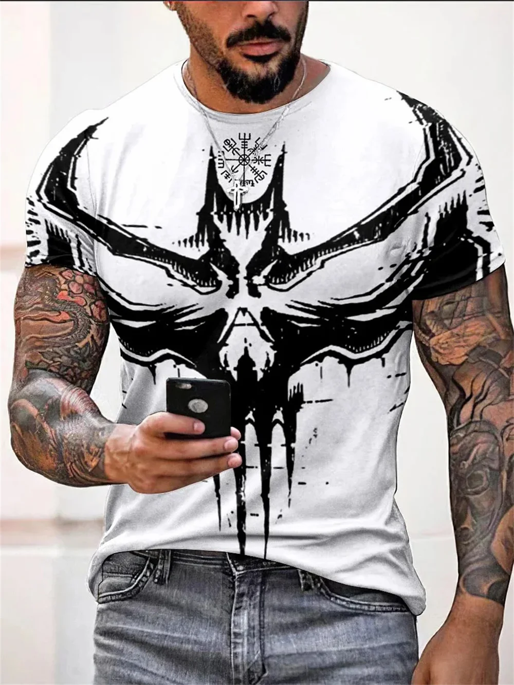 Men's T-Shirt Summer Tshirt Casual Short Sleeved Top O Neck T Shirt Loose Micro Elasticity Retro Fashion Breathable Men Clothing