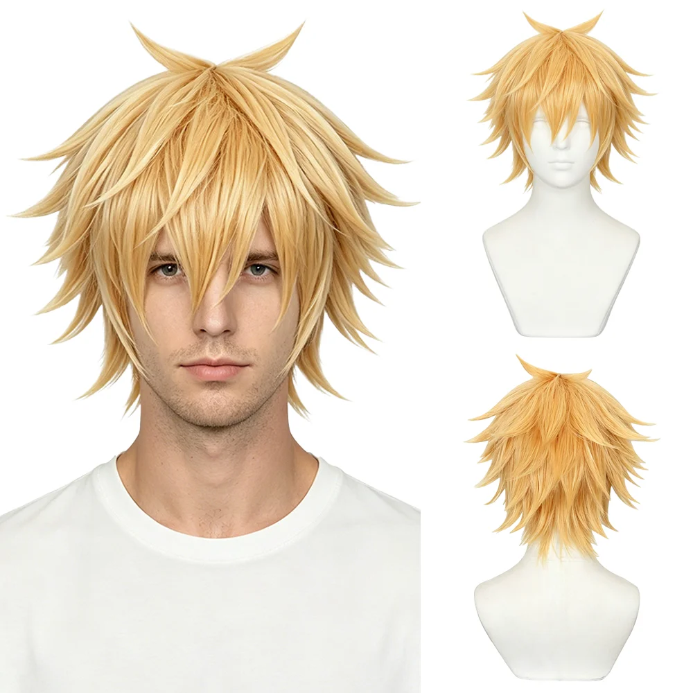 Men's Short Spiky Hair Light O - đánh giá và giá Hair Care Orange