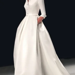 Monochromes Maxikleid mit Taschen für Frauen, elegantes langes Kleid, rückwärts unten, Nachtkleid, elegant und elegant 8 Hauptverkäufe junge Gala -Kleider - №8