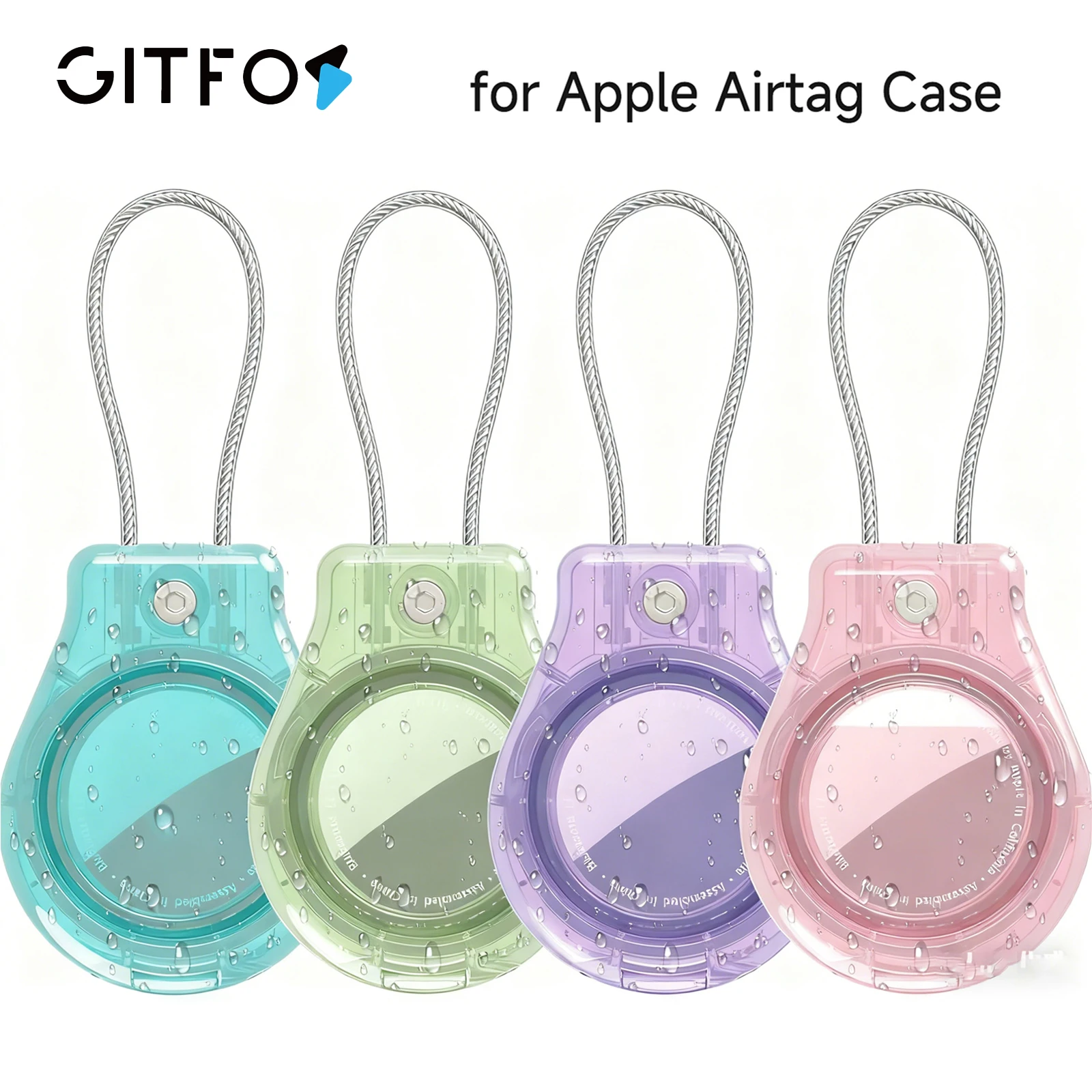 GITFOS водонепроницаемый чехол AirTag для Apple Airtags, держатель для ключей со стальной проволокой, анти-потерянный чехол для багажа, рюкзака, ключей