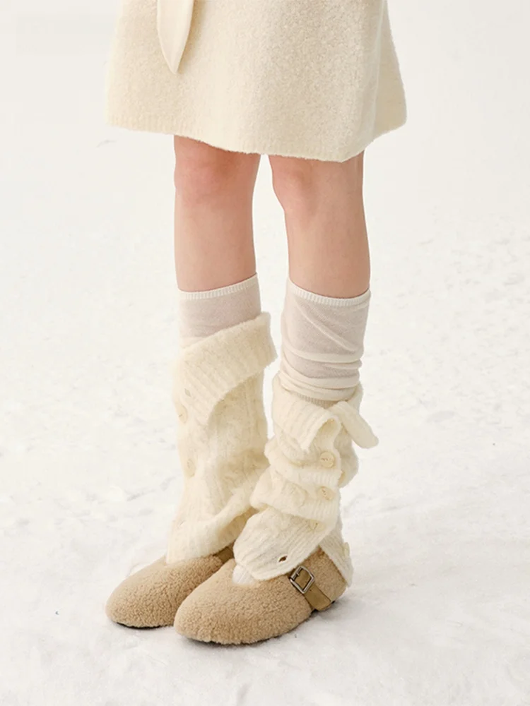 

Moonmoi Warm Knitted Wool Blend So Covers with Buttons Slimming Thiened Wool Nylon Elastic Fiber Butt Lifting No Sve