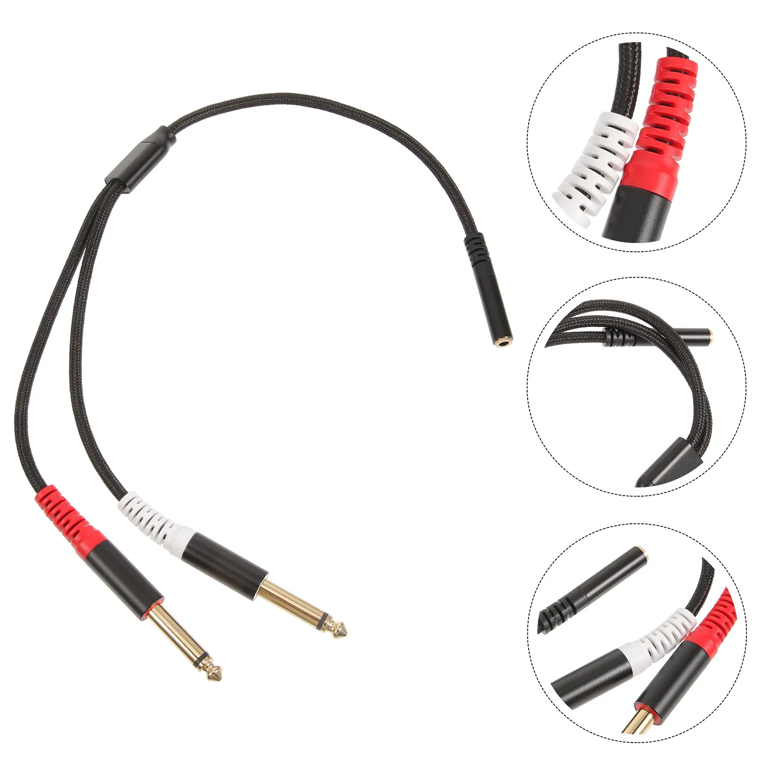 Audio Cable Splitter 3.5mm Female to Dual 6.35mm Male Adapter Flexible Gold-Plated Connectors Stable Sound Quality Audio Adapter