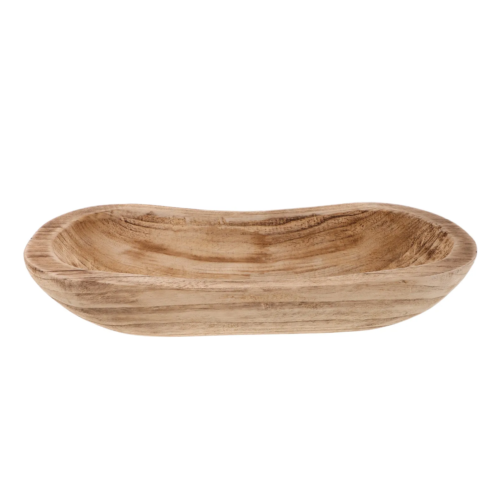Cuenco de madera rústico para masa, bandeja de madera larga y estrecha, soporte de madera para mesa de comedor, centro de mesa estilo granja, cuenco de madera para masa