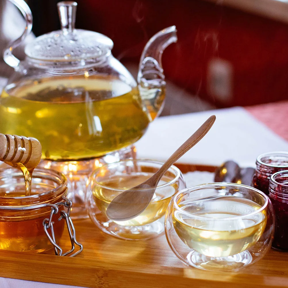 

8Pcs Wooden Dessert Spoon Set Reusable Natural Small Soup Stirring Spoons for Kitchen Coffee Honey Mixing Salad