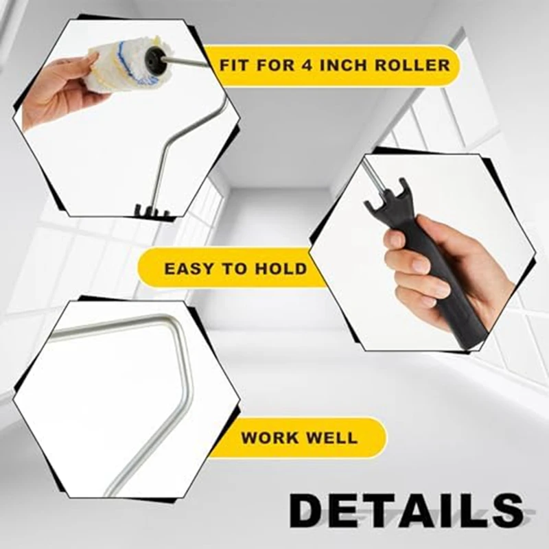 24Piece 4Inch Mini Roller 30Inch Frame Paint Roller Handle For Detail Painting And Cutting