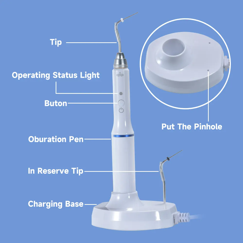 XND Dental Gutta Percha Obturation System with 2 Tips Wireless Endo Gutta Percha Obturation Pen Root Canal Therapy Heating Tool
