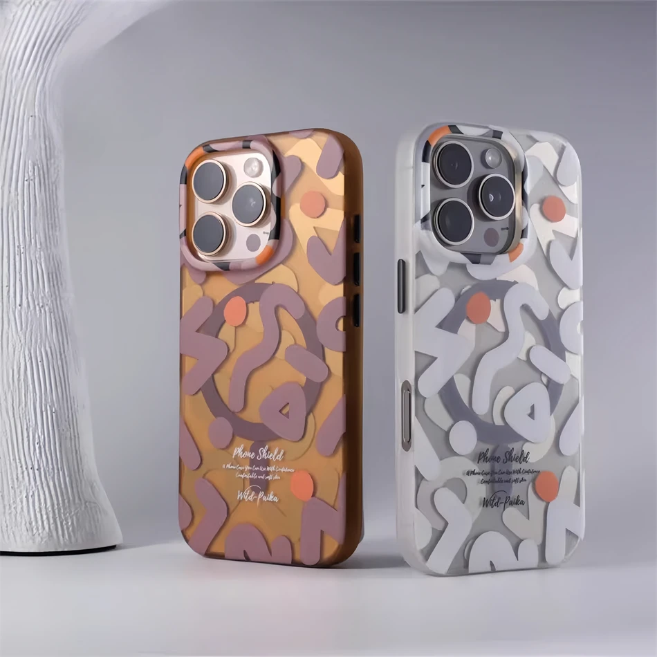 Geometric Graffiti For Magsafe Magnetic Wireless Matte Case For iPhone 17 Air 12 13 14 15 16 Pro Max Shockproof Soft Frame Cover - view 2